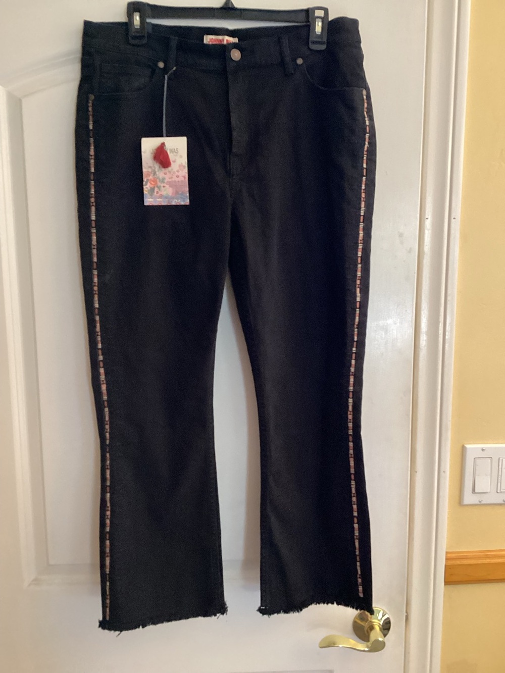 Johnny Was Embroidered Black Baby Boot Cut Jeans NWT